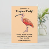 Scarlet Ibis Bird Tropical Party Einladung (Stehend Vorderseite)
