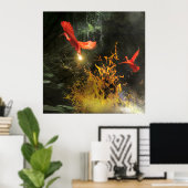 Scarlet Ibis Birds "STEALING THE LIGHT" Poster (Heimbüro)