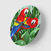 Scarlet Macaw Art Runde Wanduhr (Winkel)