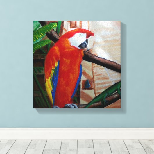 Scarlet Macaw Exotic Wildlife Bird Dschungel Art Leinwanddruck (Insitu (Holzboden))