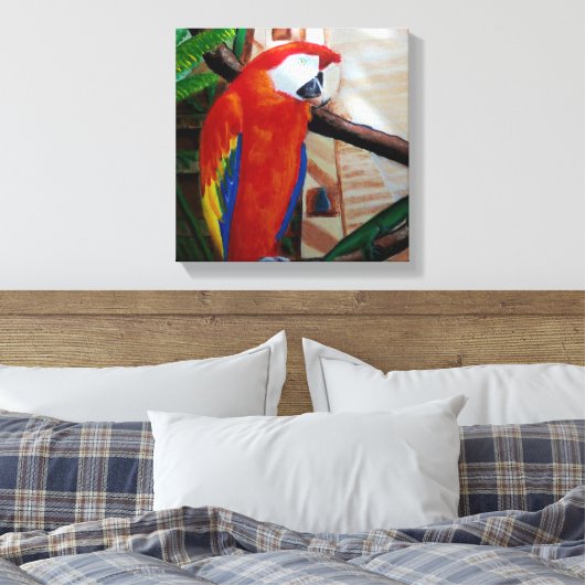 Scarlet Macaw Exotic Wildlife Bird Dschungel Art Leinwanddruck (Insitu (Schlafzimmer))