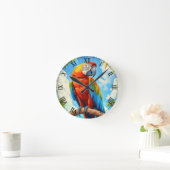 Scarlet Macaw in Jungle Runde Wanduhr (Zuhause)