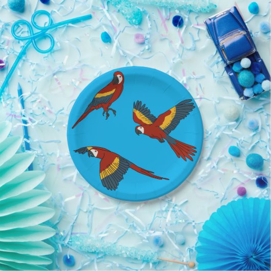 Scarlet Macaw Pappteller (Party)
