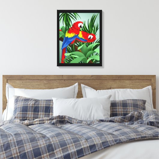 Scarlet Macaw Parrot Art Leinwanddruck (Insitu (Schlafzimmer))