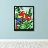 Scarlet Macaw Parrot Art Leinwanddruck (Insitu (Holzboden))