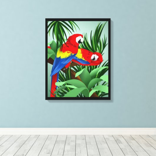 Scarlet Macaw Parrot Art Leinwanddruck (Insitu (Holzboden))