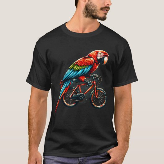 Scarlet Macaw Parrot Bird Reitrad Biker T-Shirt (Vorderseite)