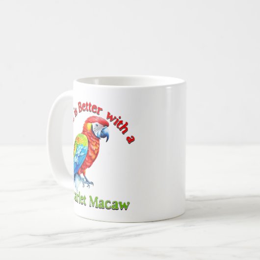 Scarlet Macaw Parrot Coffee Lover Geschenk Kaffeetasse (Vorderseite Links)