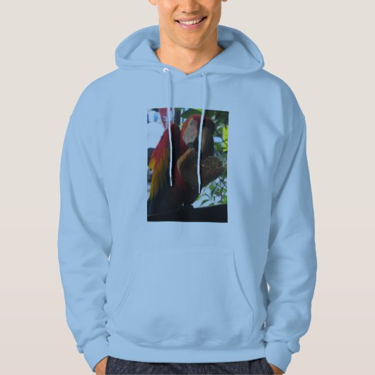 Scarlet Macaw Parrot Eating Toast Hoodie (Vorderseite)