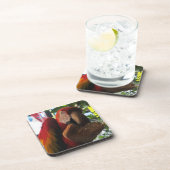 Scarlet Macaw Parrot Eating Toast Untersetzer (Rechte Seite)