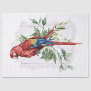 Scarlet Macaw Parrot Eucalyptus Watercolor Seidenpapier