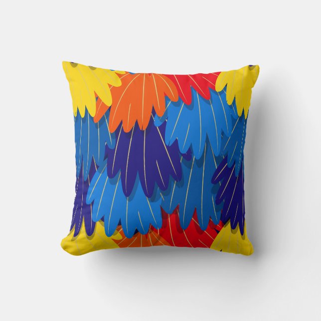 Scarlet Macaw Parrot Feathers farbenfroh Kissen (Vorderseite)