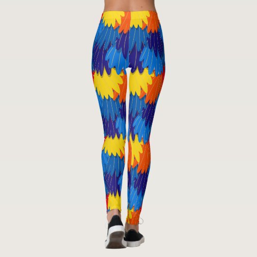Scarlet Macaw Parrot Feathers Pattern Leggings (Rückseite)