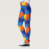 Scarlet Macaw Parrot Feathers Pattern Leggings (Links)