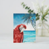 Scarlet Macaw Parrot Wasserfarbe tropisch Postkarte (Stehend Vorderseite)