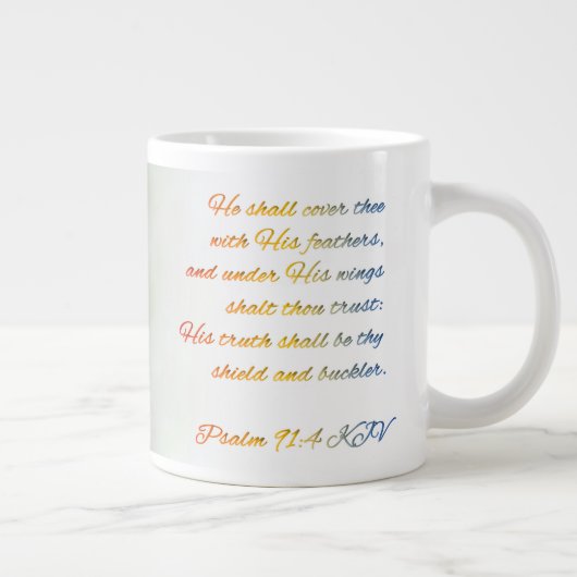 Scarlet Macaw Psalm 91:4 KJV Jumbo-Tasse (Rechts)