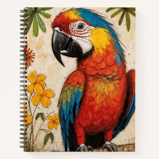 Scarlet Macaw Sketch Notizblock (Vorderseite)
