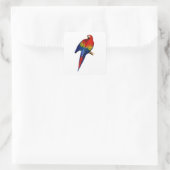 Scarlet Macaw tropischer Regenbogenvogel Quadratischer Aufkleber (Tasche)