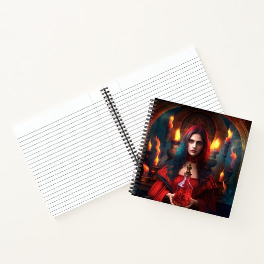 Scarlet Mystic Hexe 8.5" x 8.5" SpiralNotebook Notizblock (Innenseite)