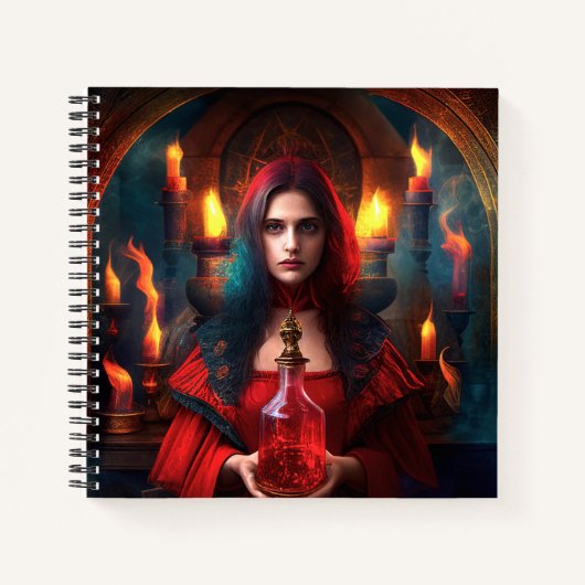 Scarlet Mystic Hexe 8.5" x 8.5" SpiralNotebook Notizblock (Vorderseite)