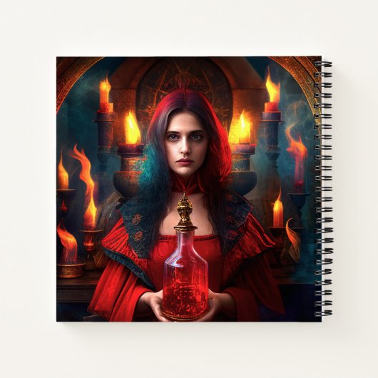 Scarlet Mystic Hexe 8.5" x 8.5" SpiralNotebook Notizblock (Rückseite)