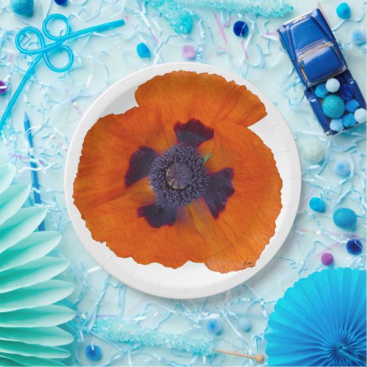 Scarlet Orange Mohn 1 Pappteller (Party)