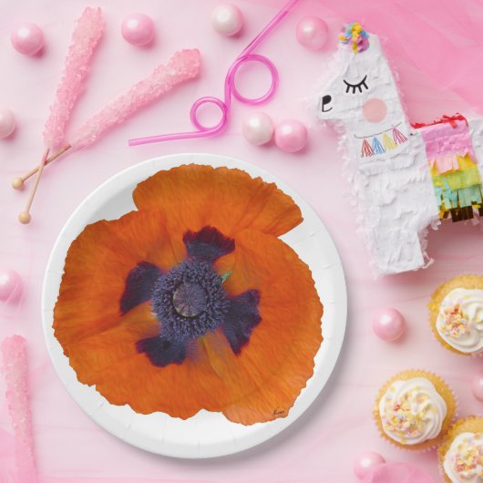 Scarlet Orange Mohn 1 Pappteller (Party)