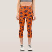Scarlet Orange Poppy Nahtloses Muster Capri Leggings (Vorderseite)