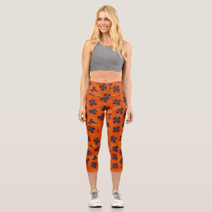 Scarlet Orange Poppy Nahtloses Muster Capri Leggings