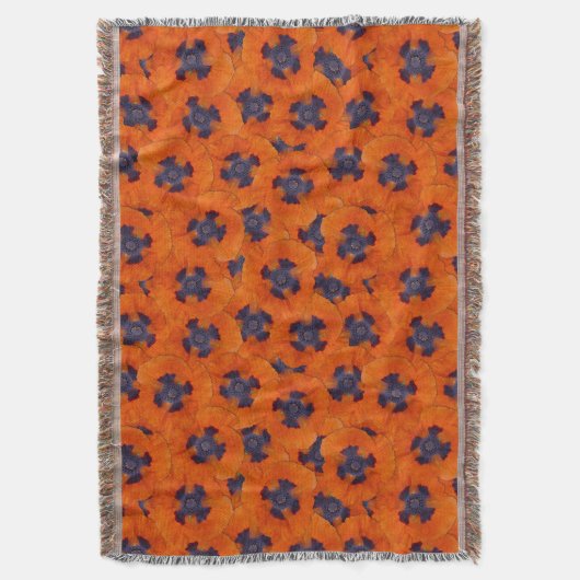 Scarlet Orange Poppy Nahtloses Muster Decke (Vorderseite Vertikal)