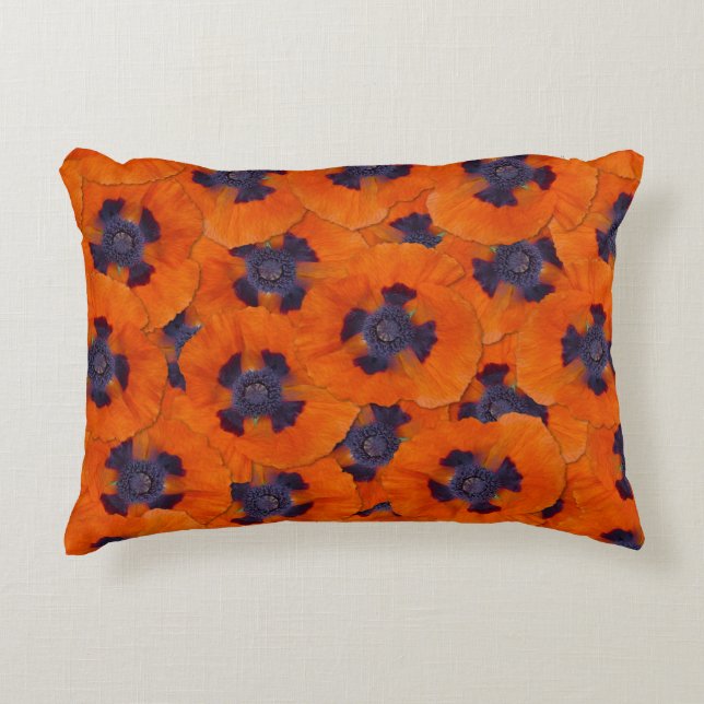 Scarlet Orange Poppy Nahtloses Muster Dekokissen (Vorderseite)