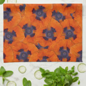 Scarlet Orange Poppy Nahtloses Muster Geschirrtuch (Gefaltet)