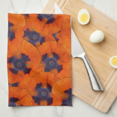 Scarlet Orange Poppy Nahtloses Muster Geschirrtuch (Viertel Falte)