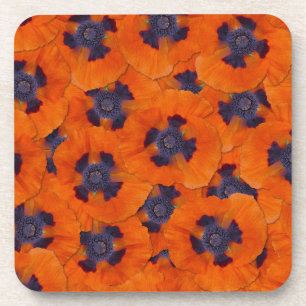 Scarlet Orange Poppy Nahtloses Muster Getränkeuntersetzer