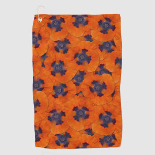 Scarlet Orange Poppy Nahtloses Muster Golfhandtuch