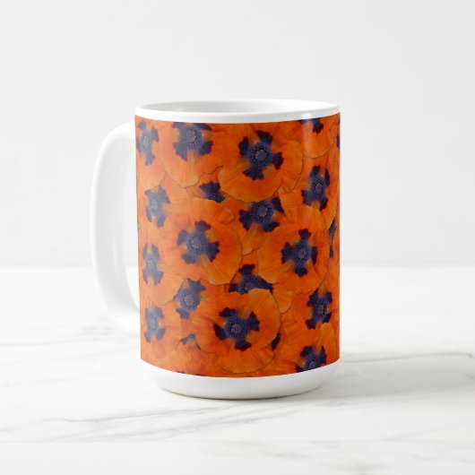 Scarlet Orange Poppy Nahtloses Muster Kaffeetasse (Vorderseite Links)