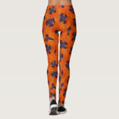 Scarlet Orange Poppy Nahtloses Muster Leggings (Rückseite)