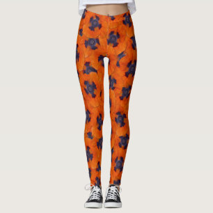 Scarlet Orange Poppy Nahtloses Muster Leggings