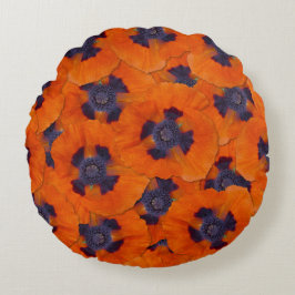 Scarlet Orange Poppy Nahtloses Muster Rundes Kissen