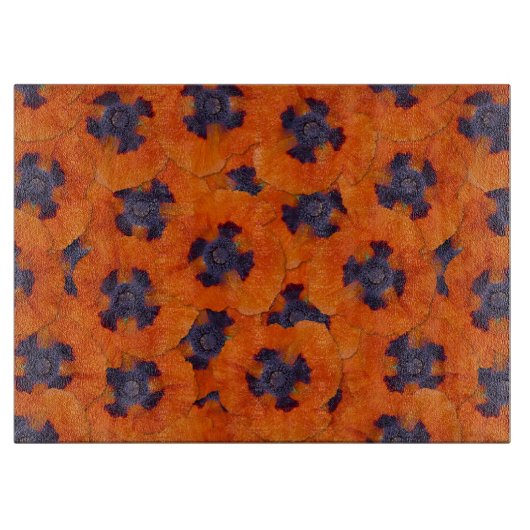 Scarlet Orange Poppy Nahtloses Muster Schneidebrett (Vorderseite)