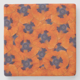 Scarlet Orange Poppy Nahtloses Muster Steinuntersetzer