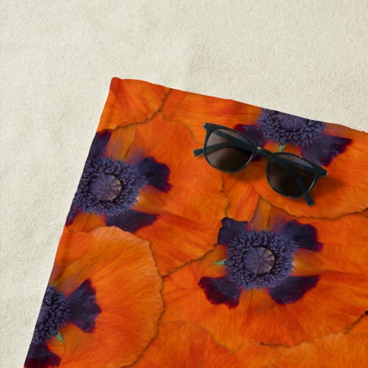Scarlet Orange Poppy Nahtloses Muster Strandtuch (Beispiel)