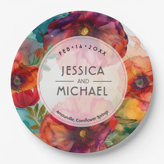 Scarlet Petal Elegante Pappteller (Vorderseite)