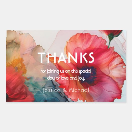 Scarlet Petal Elegante Rechteckiger Aufkleber (Vorderseite)