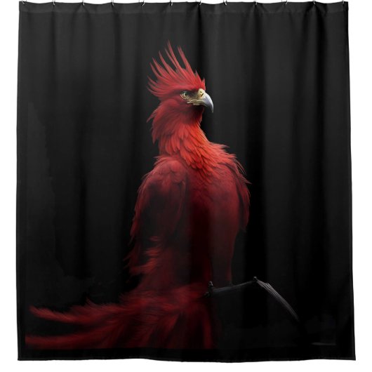Scarlet Phoenix Sits stolz Duschvorhang (Vorderseite)
