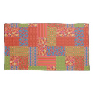 Scarlet Poppies Notalgic Imitats Patchwork Muster Kissenbezug