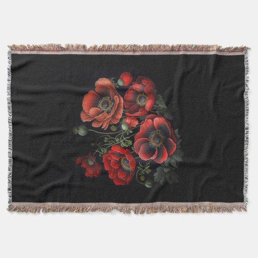  scarlet poppies on a black background clock decke (Vorderseite)