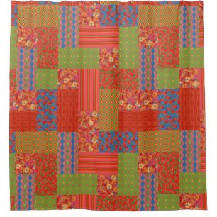 Scarlet Poppies Patterns Nostalgische Imitate Patc Duschvorhang