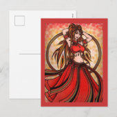 Scarlet red Belly Dancer Postcards Feiertagspostkarte (Vorne/Hinten)