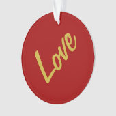 Scarlet Red Gold Colors Liebe Hochzeitkalligrafie Ornament (Vorderseite)